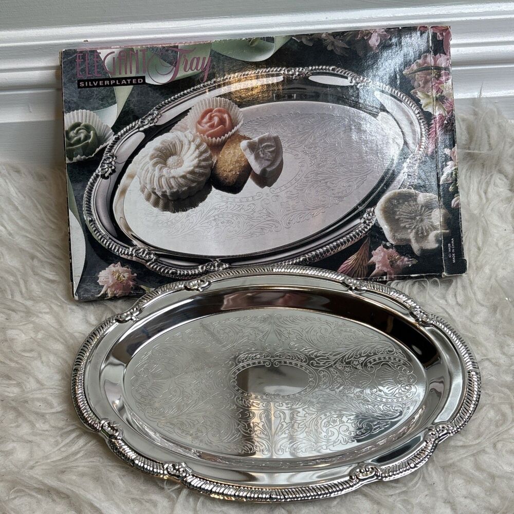 Elegant Silver plated Serving Tray By Old Hampshire Approx 10"x 7"